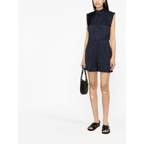 Zadig & Voltaire NWOT Caosys ruffle-trim playsuit in Midnight‎ Blue Size XS - Picture 1 of 9